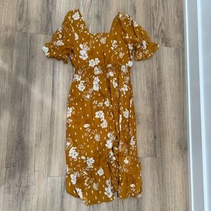 Floral Mustard Yellow Dress